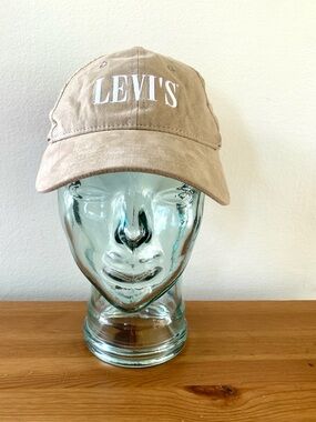 Levi's Serif Logo tan faux suede Baseball Hat